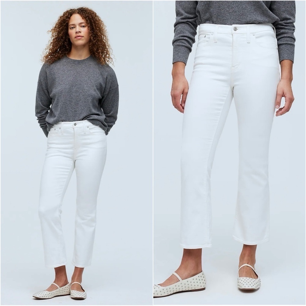 Madewell Jeans Tall Kick Out Crop Mid-Rise Stretch Pure White 29T